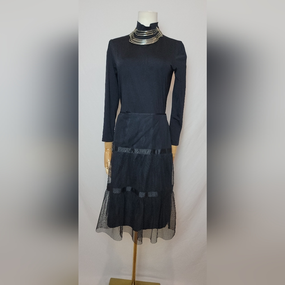 Arden B Black Lace Tulle With Satin Ribbon Skirt, Size 10